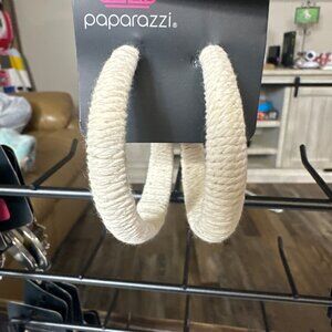 Creamy cotton hoop earrings new